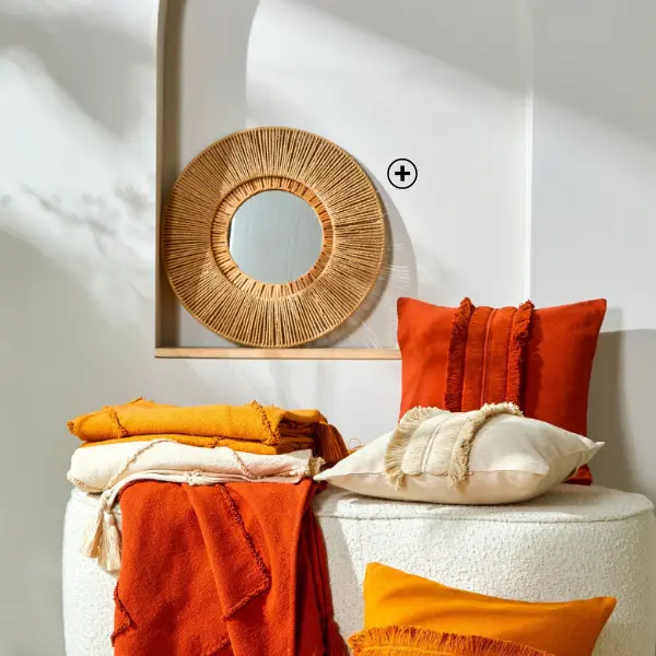 Miroir rond en rotin, élément décoratif bohème chic, tendance hiver 2024 | Blancheporte