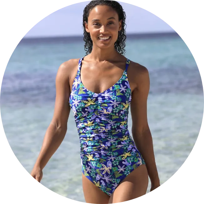 Naga sculpting badpak met print voor een gevormde look en om makkelijk uw maat en model te kiezen | Blancheporte