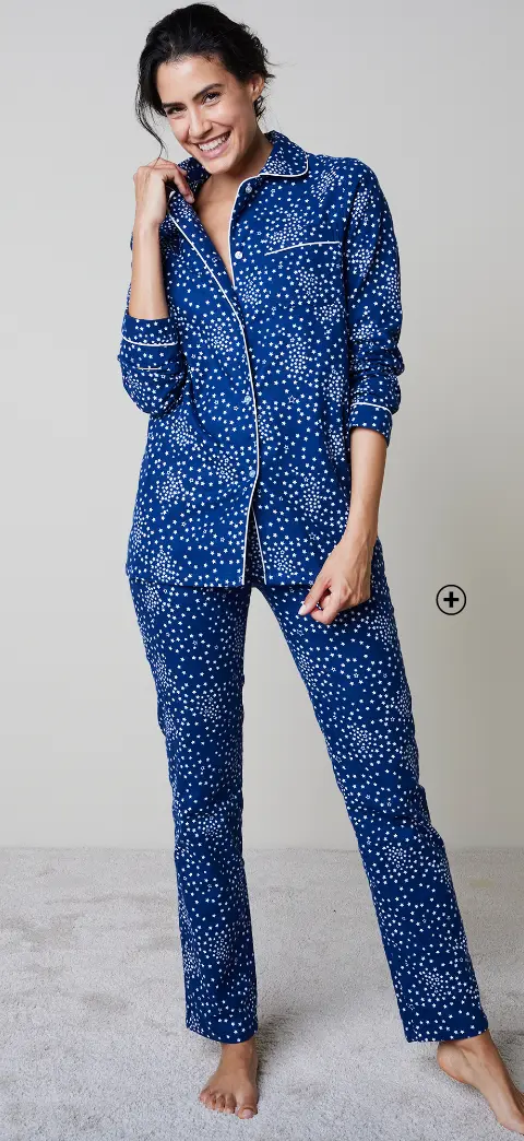 Pyjama voor dames in flanel met sterrenprint, zacht en warm voor winternachten | Blancheporte