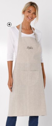 Tablier de cuisine personnalisable en coton et lin uni écru pas cher | Blancheporte