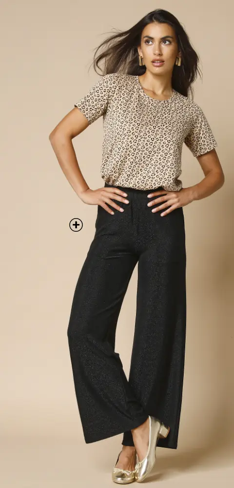 Pantalon large femme confort en maille brillante, idéal pour une tenue décontractée et tendance | Blancheporte