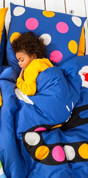 Linge de lit enfant 1 personne motif serpent en coton bleu pas cher | Collection Blancheporte x LEM