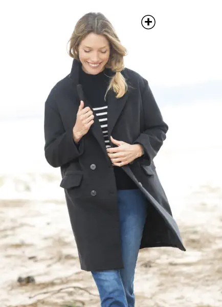 Manteau mi-long à col tailleur avec boutonnage croisé, parfait pour un look chic et tendance automne hiver 2024 - Blancheporte