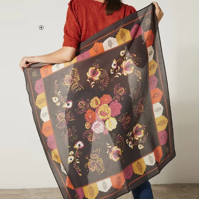 Made in France' sjaaltje voor dames met bloemenprint van 100x100cm, goedkoop | Blancheporte