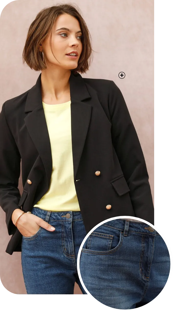 Zwarte blazer met dubbele knopenrij - Blog Blancheporte