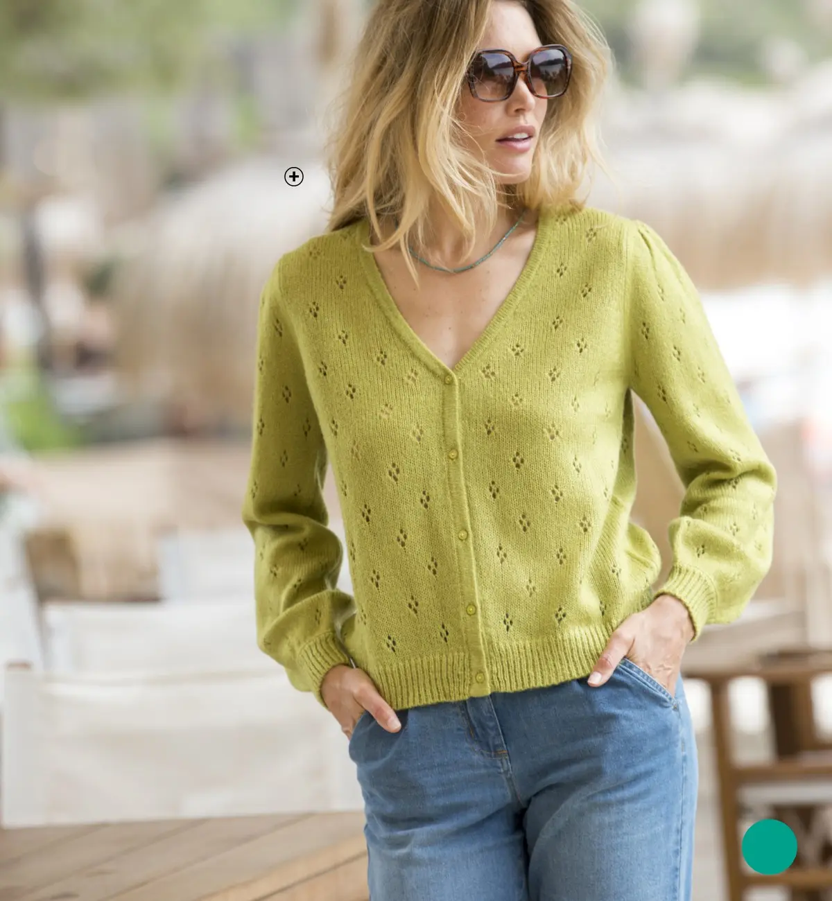 Vest met knopen voor dames in groen tricot, goedkoop | Blancheporte