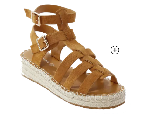 Sandales spartiates caramel – une option estivale à adopter quand on veut savoir comment porter le pantalon large avec des chaussures plates