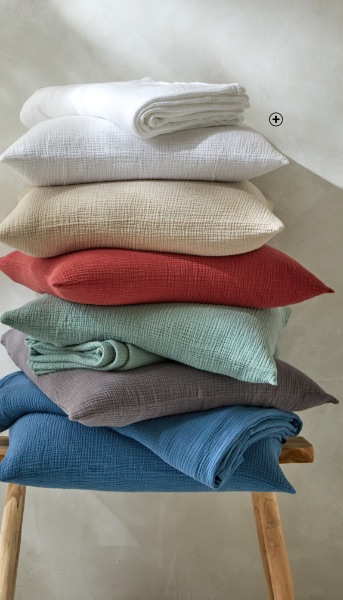 Linge de lit uni en triple gaze de coton Colombine® Parure linge de lit uni triple gaze de coton Oeko-Tex® Colombine® pas cher - Blancheporte