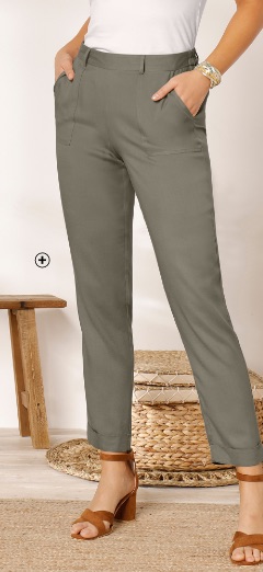 Pantalon cargo fluide femme coupe fuselée kaki pas cher | Blancheporte