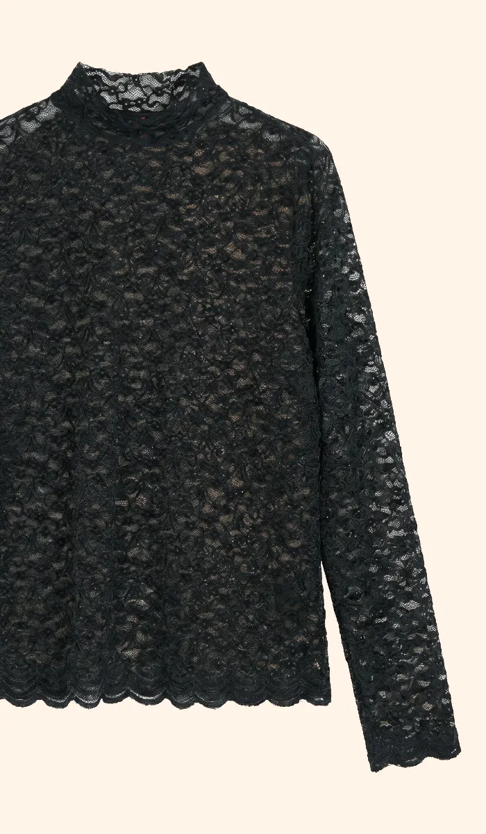 T-shirt met hoge hals, reliëfkanten – Blancheporte-blog
