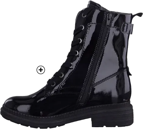 Bottines femme à lacets vernis noir pas cher | Blancheporte