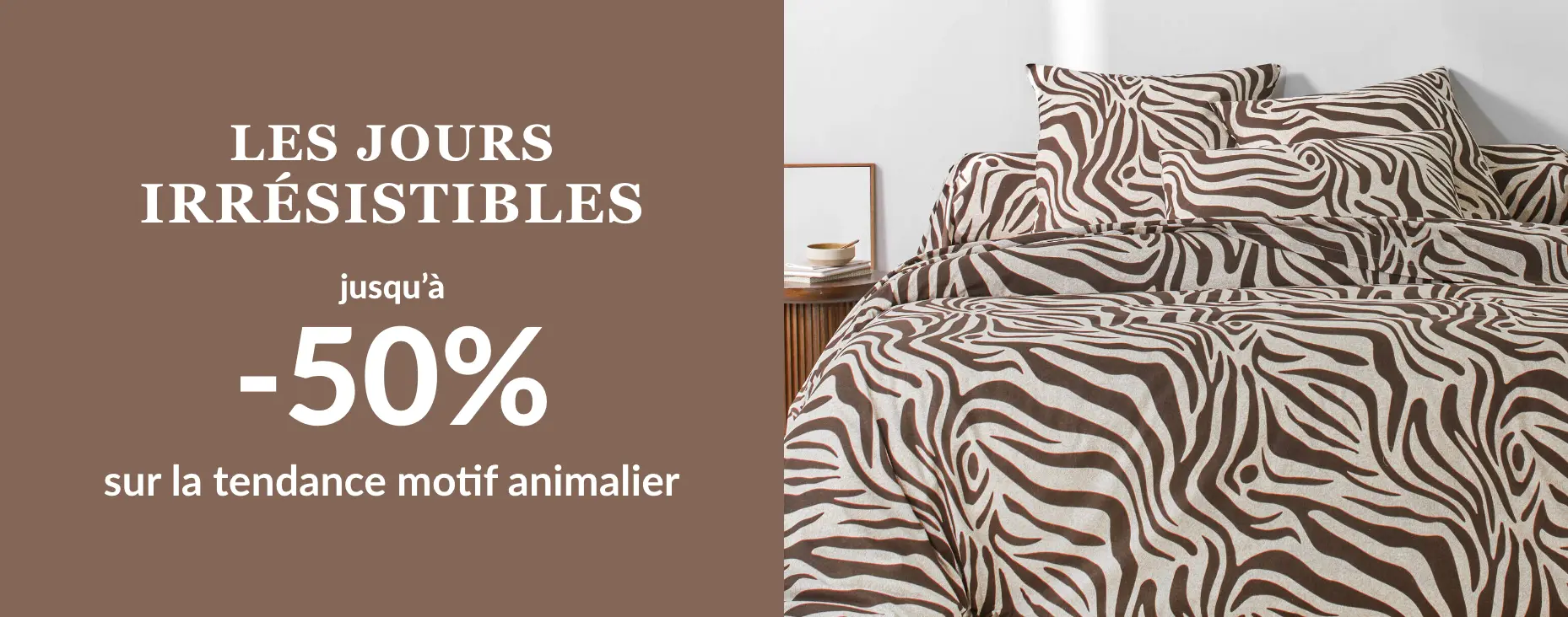 Les jours irrésistibles chez Blancheporte : jusqu'à -50% sur une sélection de produits aux motifs animalier