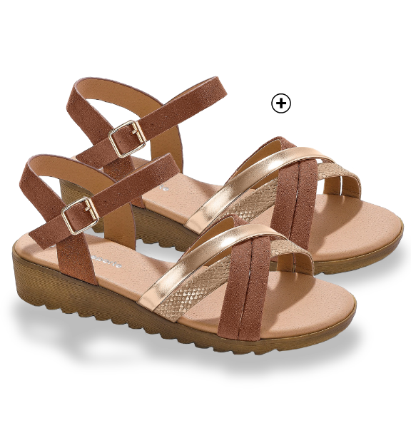 Sandales femme multibrides compensées Sandales femme multibrides compensées caramel pas cher | Blancheporte