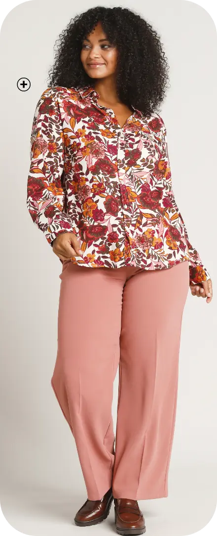 Chemisier boutonné imprimé fleurs, à porter avec un pantalon fluide pour un look tendance grande taille | Blancheporte