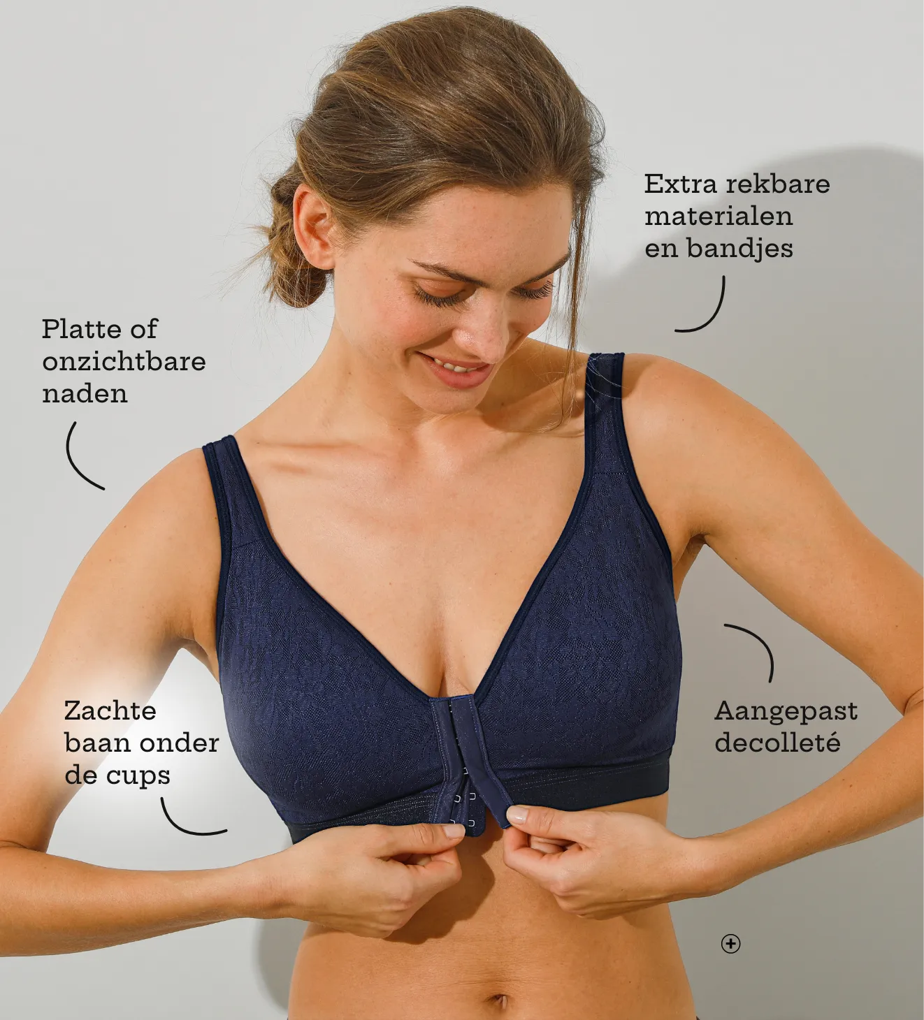 Postoperatieve bh van kant, opening vooraan, zonder beugels – makkelijk aan te trekken en steun na borstoperatie | Blancheporte