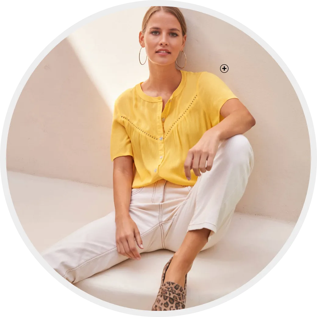 Geel blouse met knopen, korte vlindermouwen, licht en vrouwelijk voor de zomer - Blog Blancheporte