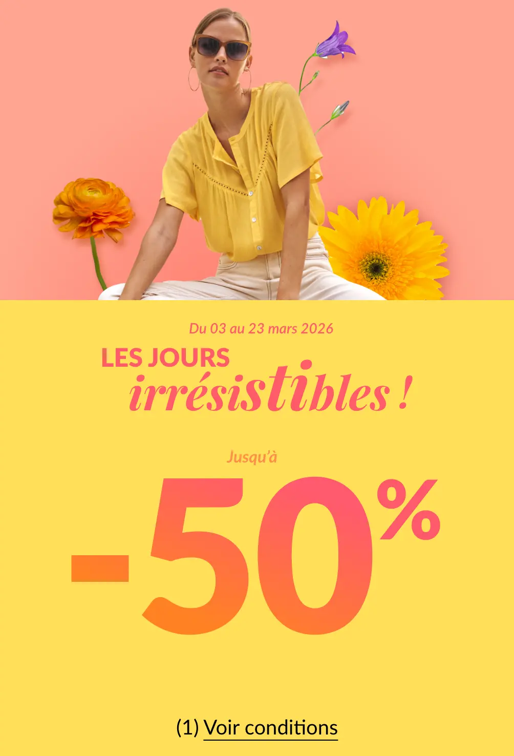 Baisse des prix avec des réductions pouvant aller jusqu'à -50%.