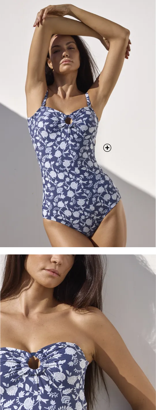 Badmode blauw badpak in één stuk bustier model Saglia zonder beugels - Blog Blancheporte