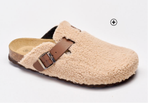 Bruine pantoffels in sherpa met verstelriempje, goedkoop | Blancheporte