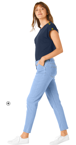 Pantalon mom femme en denim stretch bleached pas cher | Blancheporte