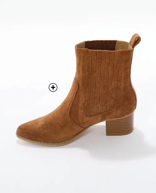 Westernboots in zwart leer, perfect als accessoire bij een trui-jurk voor de herfst of winter | Blancheporte