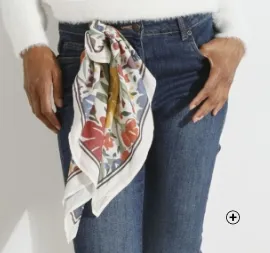 Made in France' sjaaltje voor dames met bloemenprint van 70x70cm, goedkoop | Blancheporte