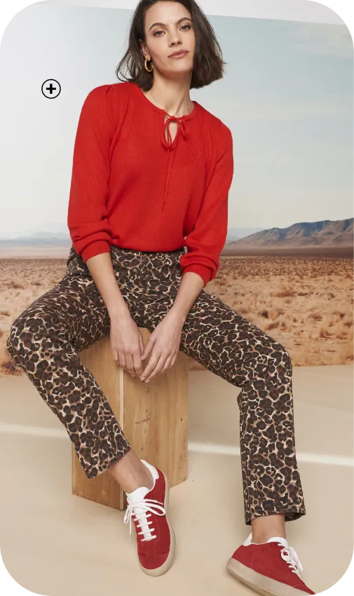 Rechte broek met dierenprint, uitgesproken stijl in natuurlijke tinten van de trending kleuren herfst winter 2025 | Blancheporte