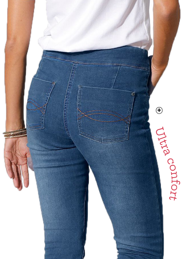 Jegging femme fuselé ultra stretch maille effet jean pas cher | Blancheporte