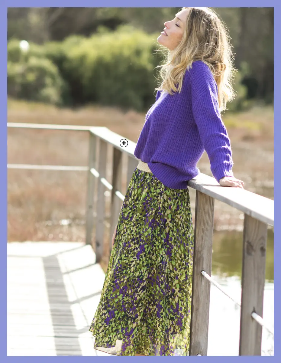 Jupe longue évasée en voile imprimé, parfaite pour un look estival - Blancheporte