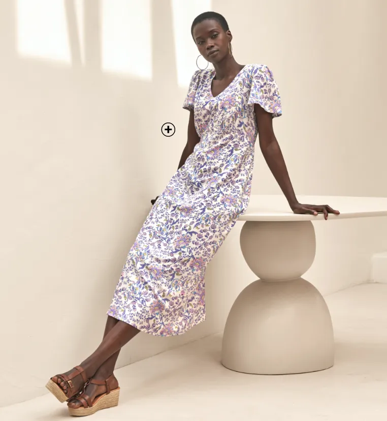 Robe longue à imprimé parme - Blog Blancheporte