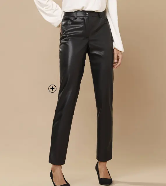 Nauwsluitende 7/8-broek met zwart leeraspect, trendy en gesofisticeerd voor de eindejaarsfeesten | Blancheporte