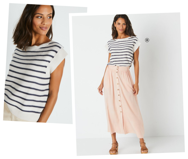 Pull marinière sans manches Pull marinière sans manches spécial petites blanc et bleu pas cher | Blancheporte