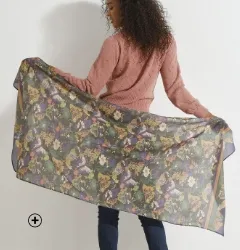 Foulard femme made in France style chèche imprimé papillons 160x70cm pas cher | Blancheporte