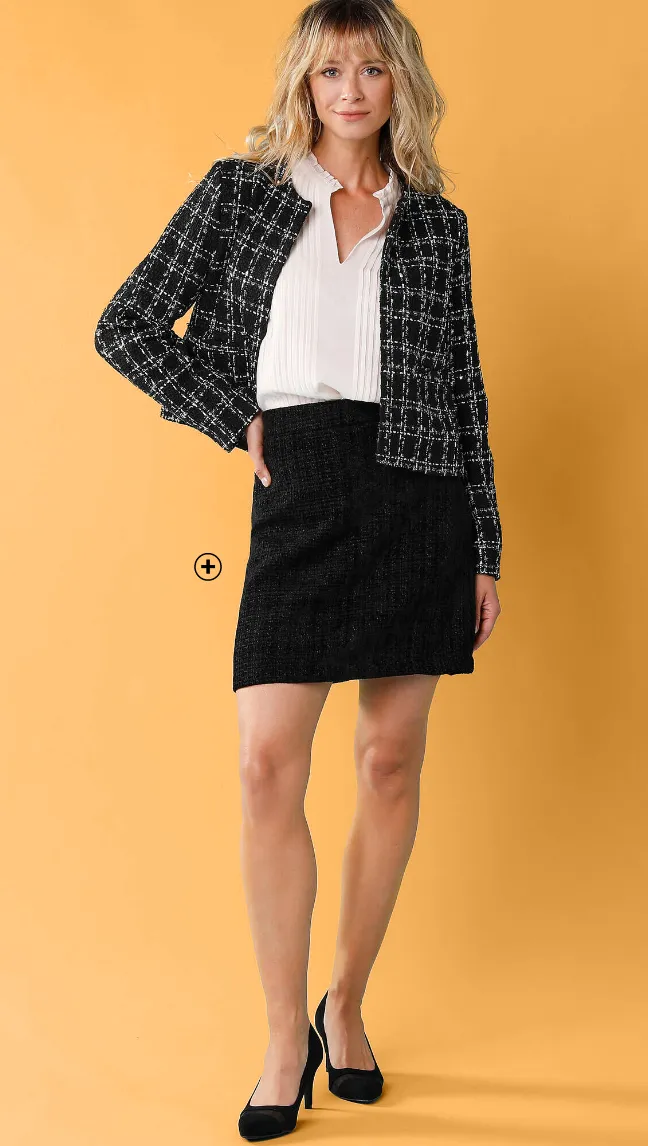 Jupe en tweed noire - Blog Blancheporte