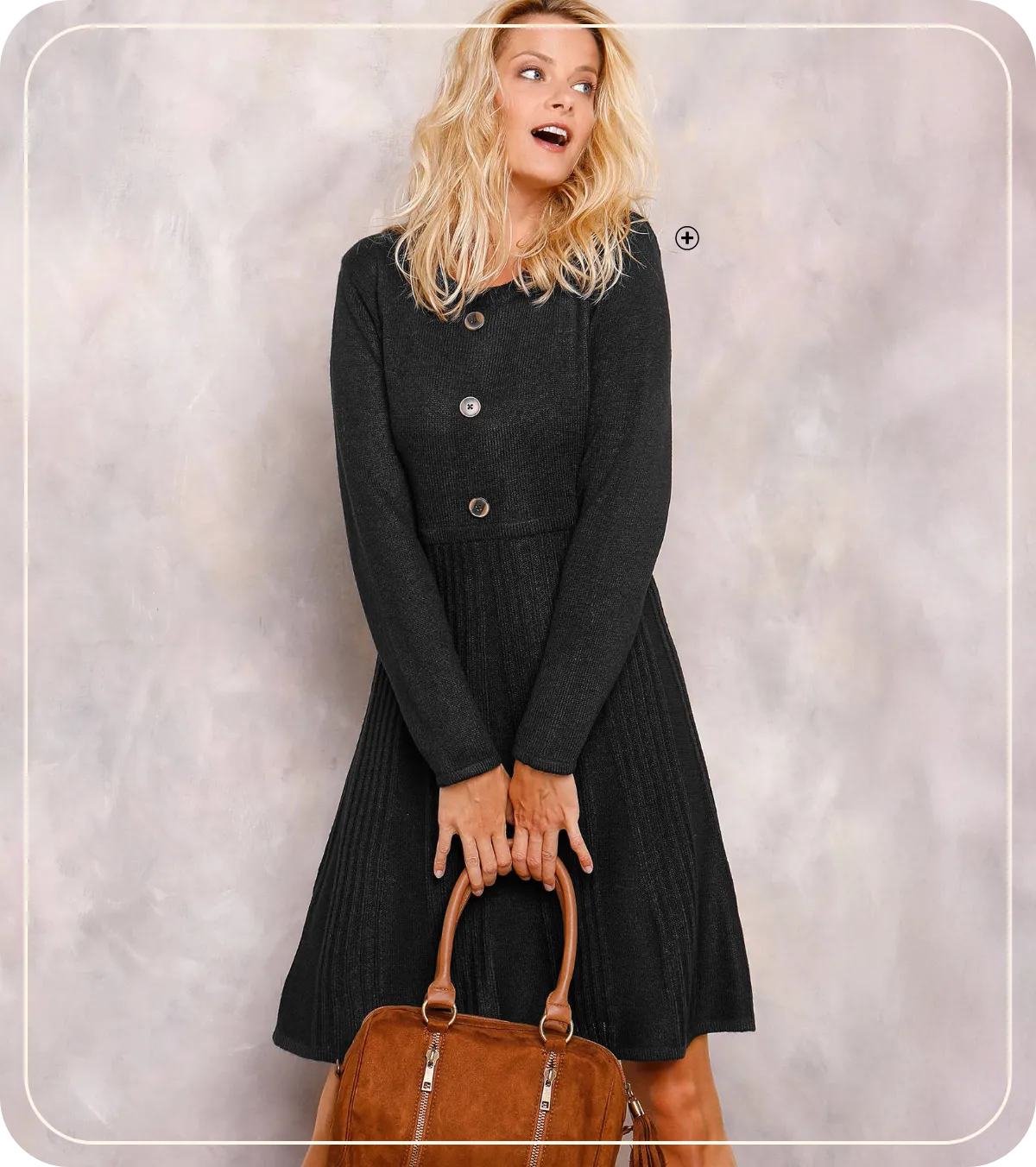 Gebreide trui-jurk met knopen, de perfecte bondgenoot om vrouwelijk en warm te blijven op koude dagen – Blancheporte