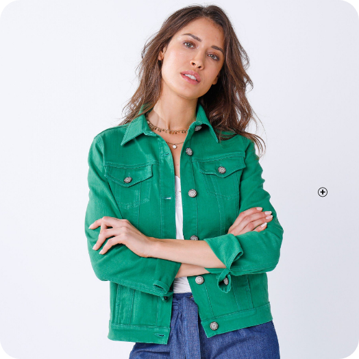 Veste en jean boutonnée Veste en jean femme boutonnée vert pas cher | Blancheporte