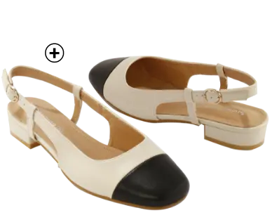 Tweekleurige slingback pumps, retro elegantie te combineren met een lange rok | Blancheporte