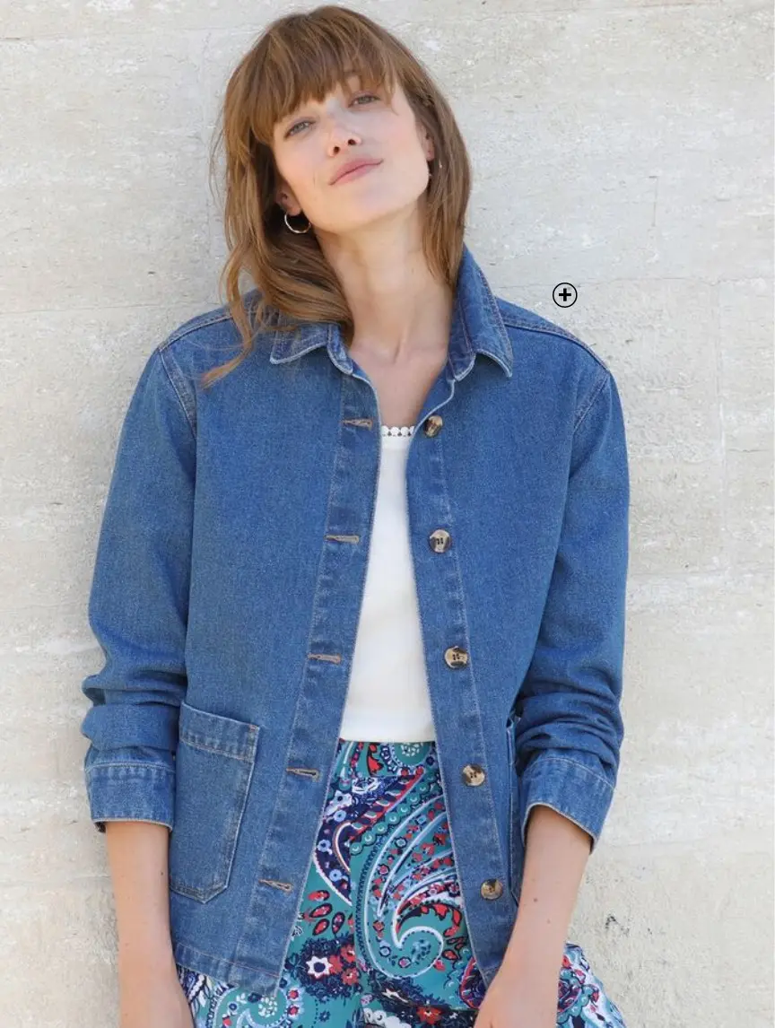 Jasje voor dames met knoopsluiting in blauwe jeans, goedkoop | Blancheporte