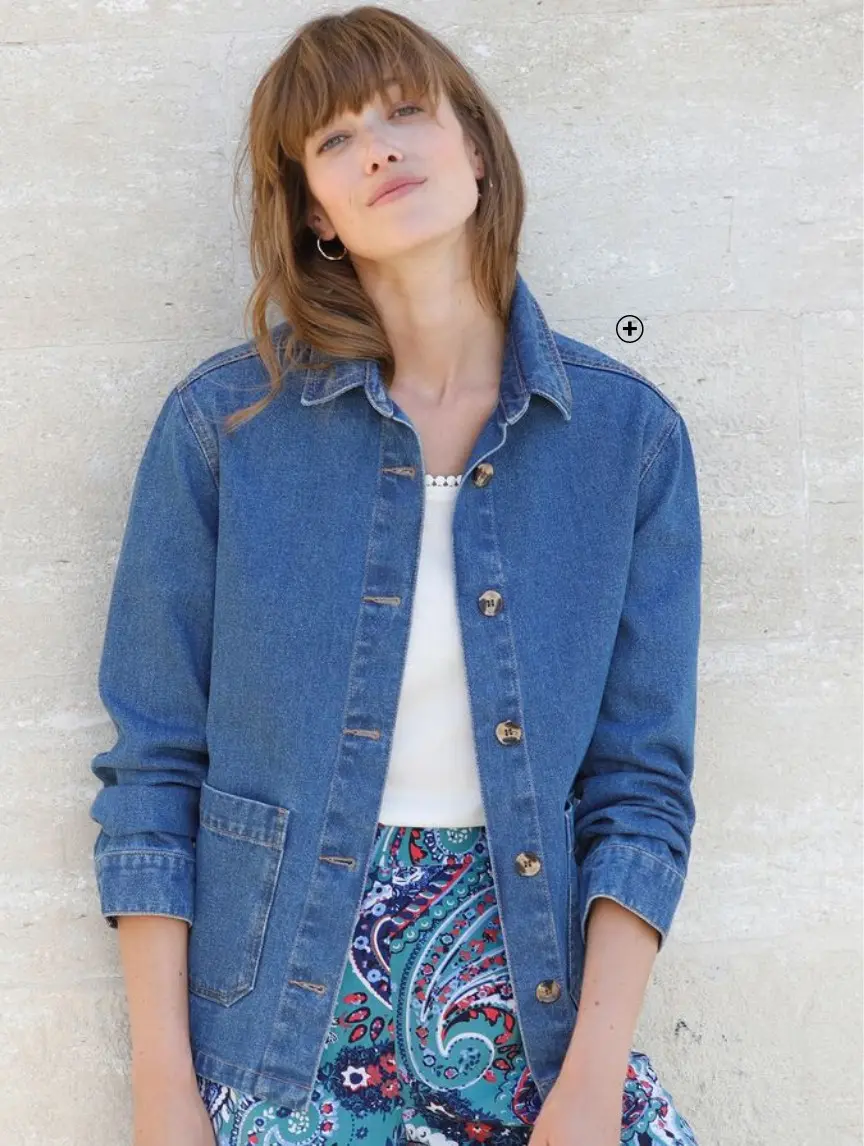 Veste femme boutonnée en jean bleu pas cher | Blancheporte