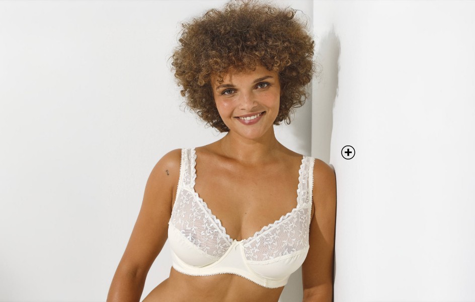 Soutien-gorge forme emboîtante tulle brodé stretch et microfibre avec armatures | Blancheporte