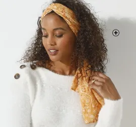 Made in France' sjaaltje voor dames in tulbandstijl met print van 198x38cm, goedkoop | Blancheporte