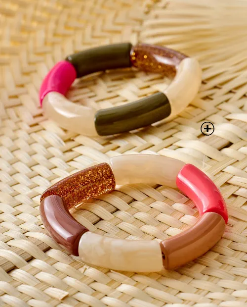 Set van 2 elastische armbanden met buisvormige parels, perfect als subtiel accessoire bij een trui-jurk | Blancheporte