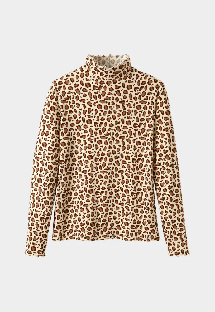 Souspull met frisot opstaande kraag en luipaardprint van Blancheporte