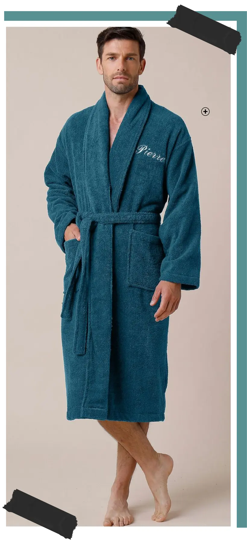 Uniseks personaliseerbare badjas voor volwassenen van blauwe badstof, goedkoop | Blancheporte badlinnen