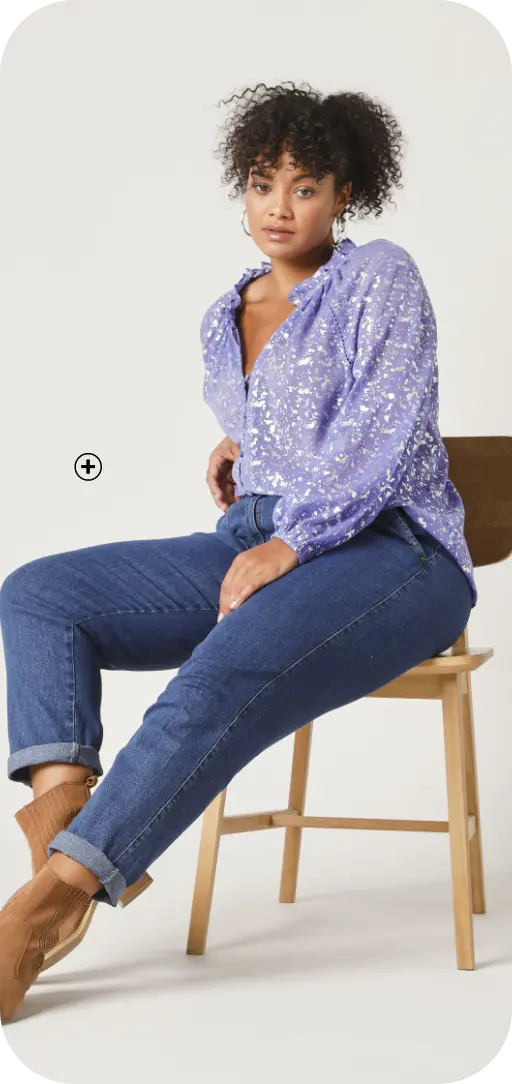 Jean coupe large raccourci, parfait pour un look décontracté et stylé, adapté aux silhouettes grandes tailles | Blancheporte