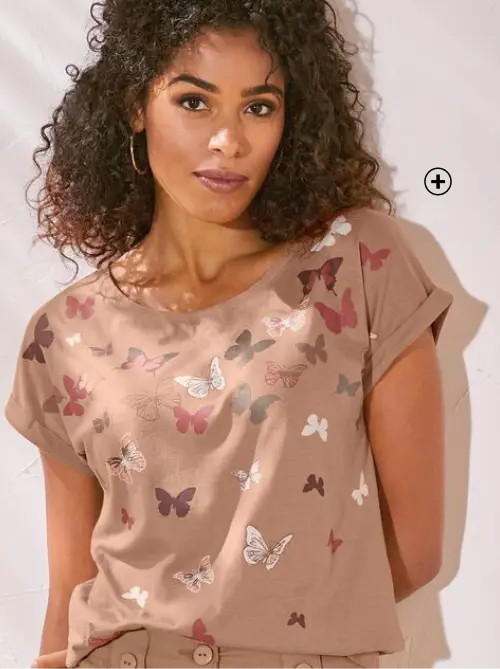 Boxy T-shirt met vlinderprint | trendy look | Blancheporte