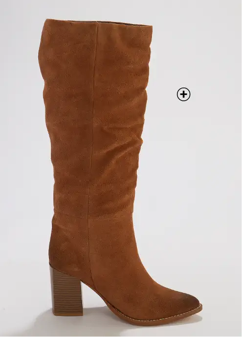 Bottes plissées à talon en croûte de cuir, pour un look élégant avec une robe - Blancheporte