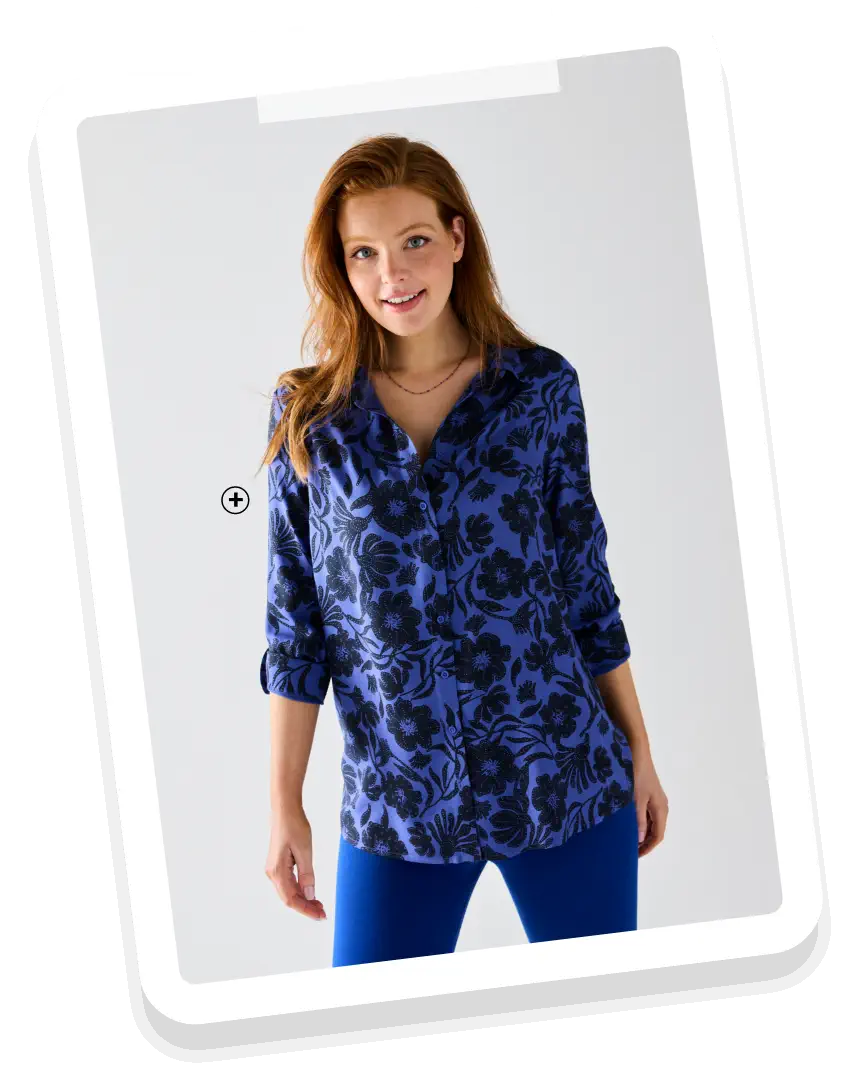 Chemise liquette imprimé bicolore en crêpe, parfaite pour un look chic à petits prix, à moins de 20€ - Blancheporte