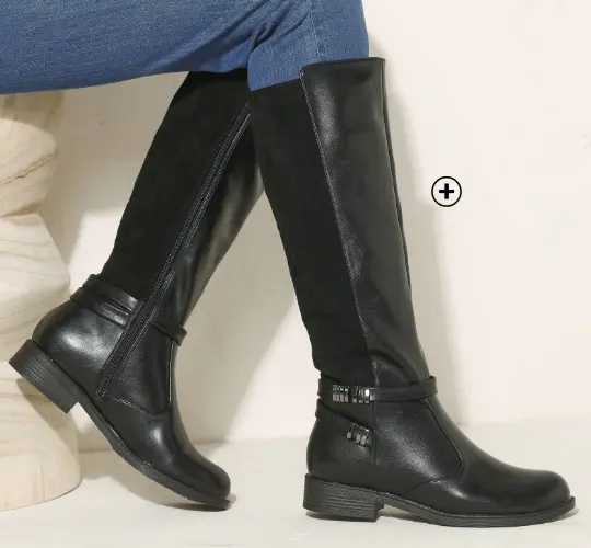 Bottes plates en cuir pour mollets larges, confortables et faciles à porter, marque Blancheporte