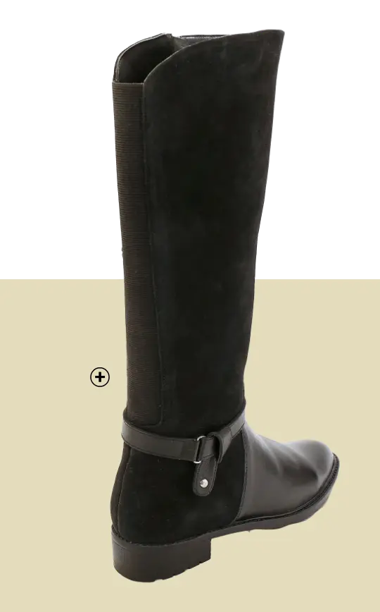 Bottes en cuir bimatière à mollets élastiques pour un ajustement parfait sur mollets larges, marque Blancheporte
